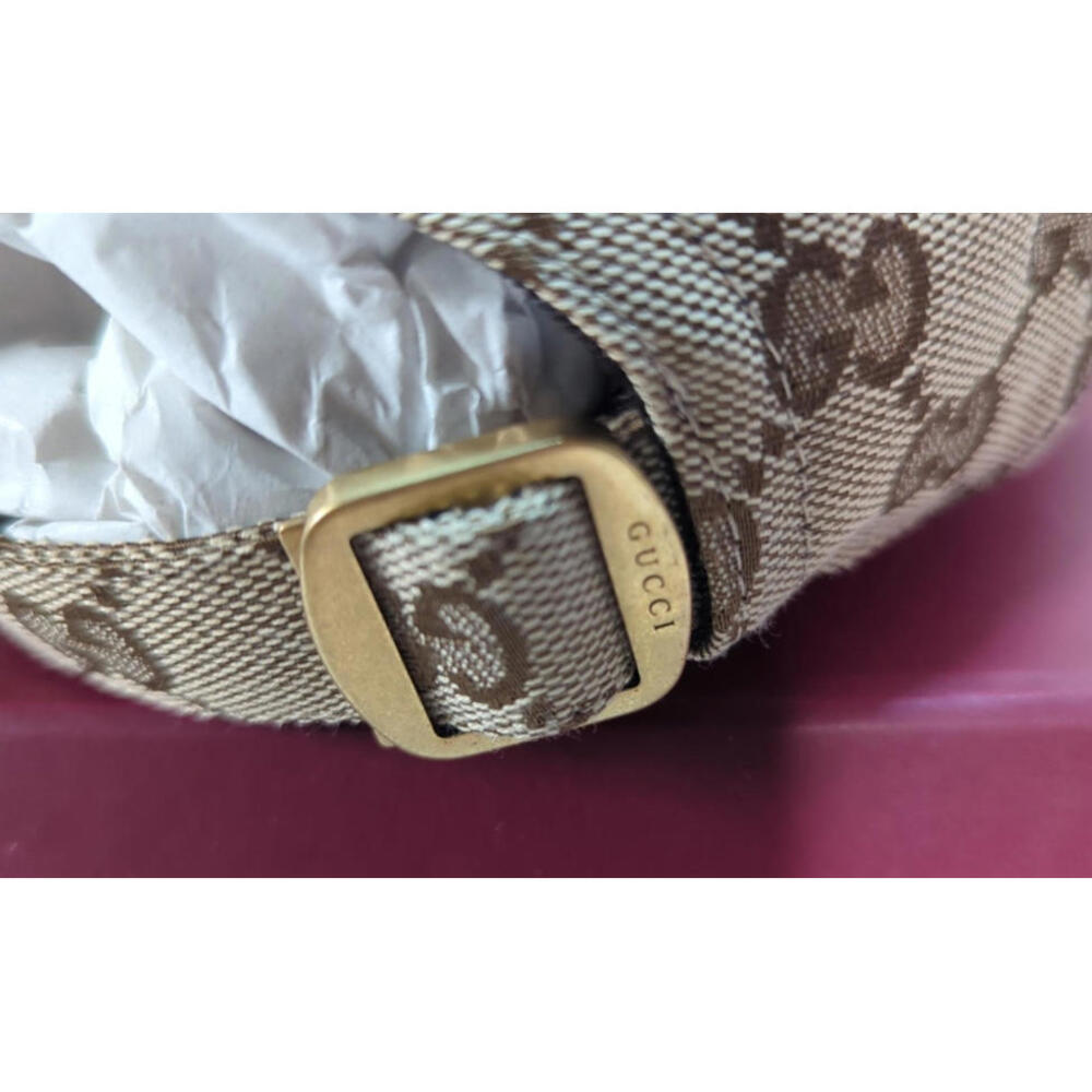 NWT! GUCCI Original GG Beige & Ebony canvas baseball hat with Web Stripe Size M - Picture 4 of 16